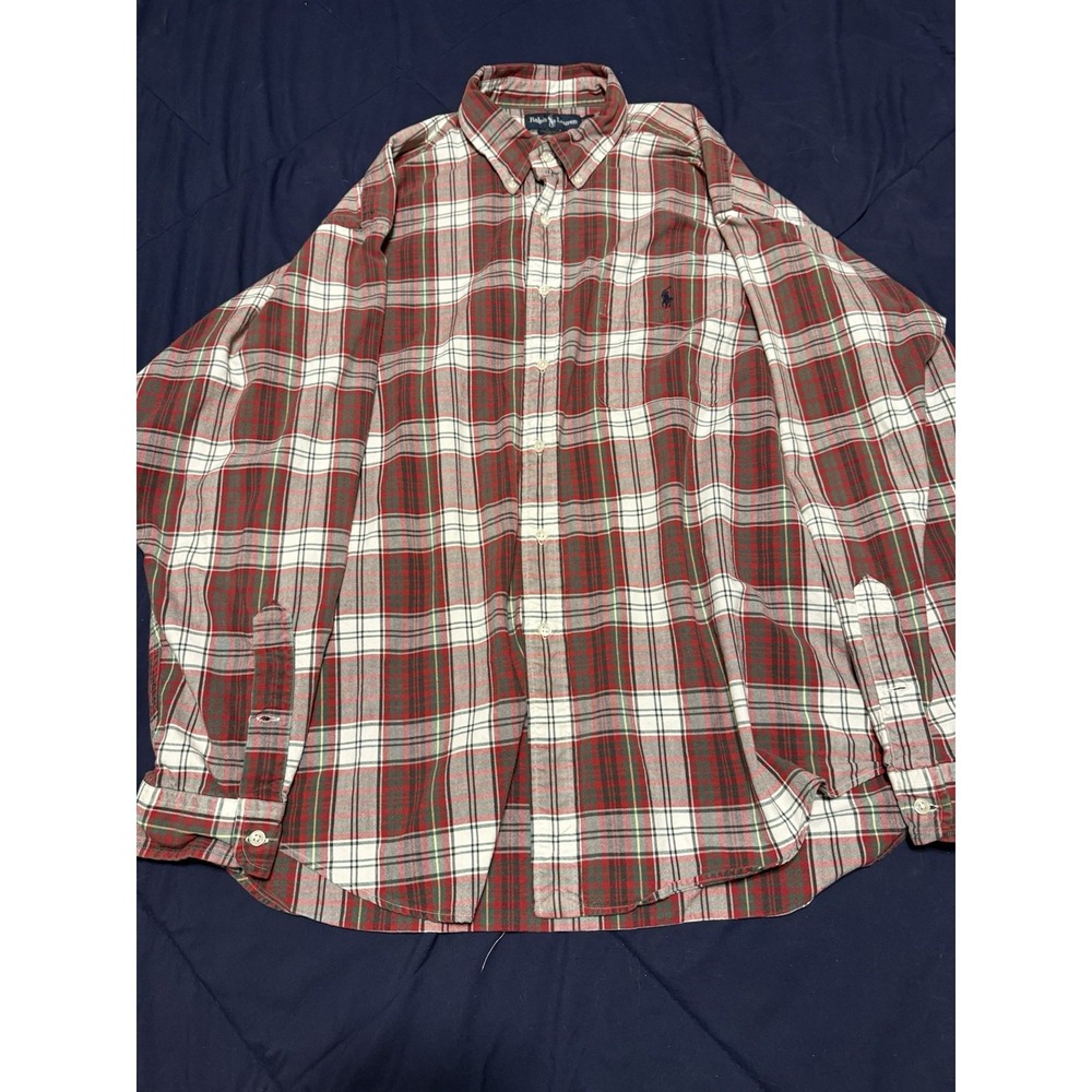 Polo Ralph Lauren Shirt Mens XL Red Plaid Big Shirt Oversized Vintage